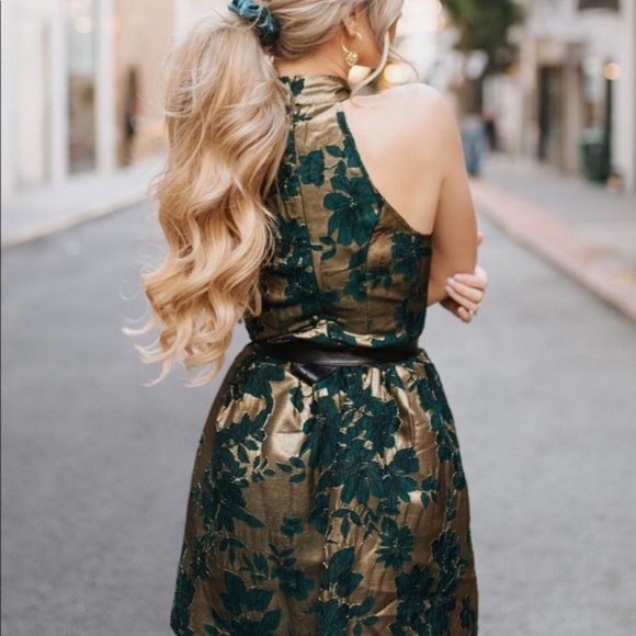 Last one 😍 Green and Gold Floral Cocktail Dress - Picture 5 of 5